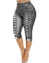 Printed Denim High Waist Yoga Pant - Fashion Damsel