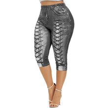 將圖片載入圖庫檢視器 Printed Denim High Waist Yoga Pant - Fashion Damsel
