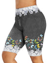 Printed Denim High Waist Yoga Pant - Fashion Damsel