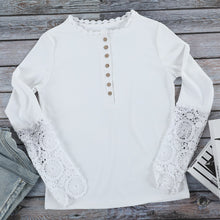 將圖片載入圖庫檢視器 Lace O-Neck Hollow-Out Solid Top With Buttons
