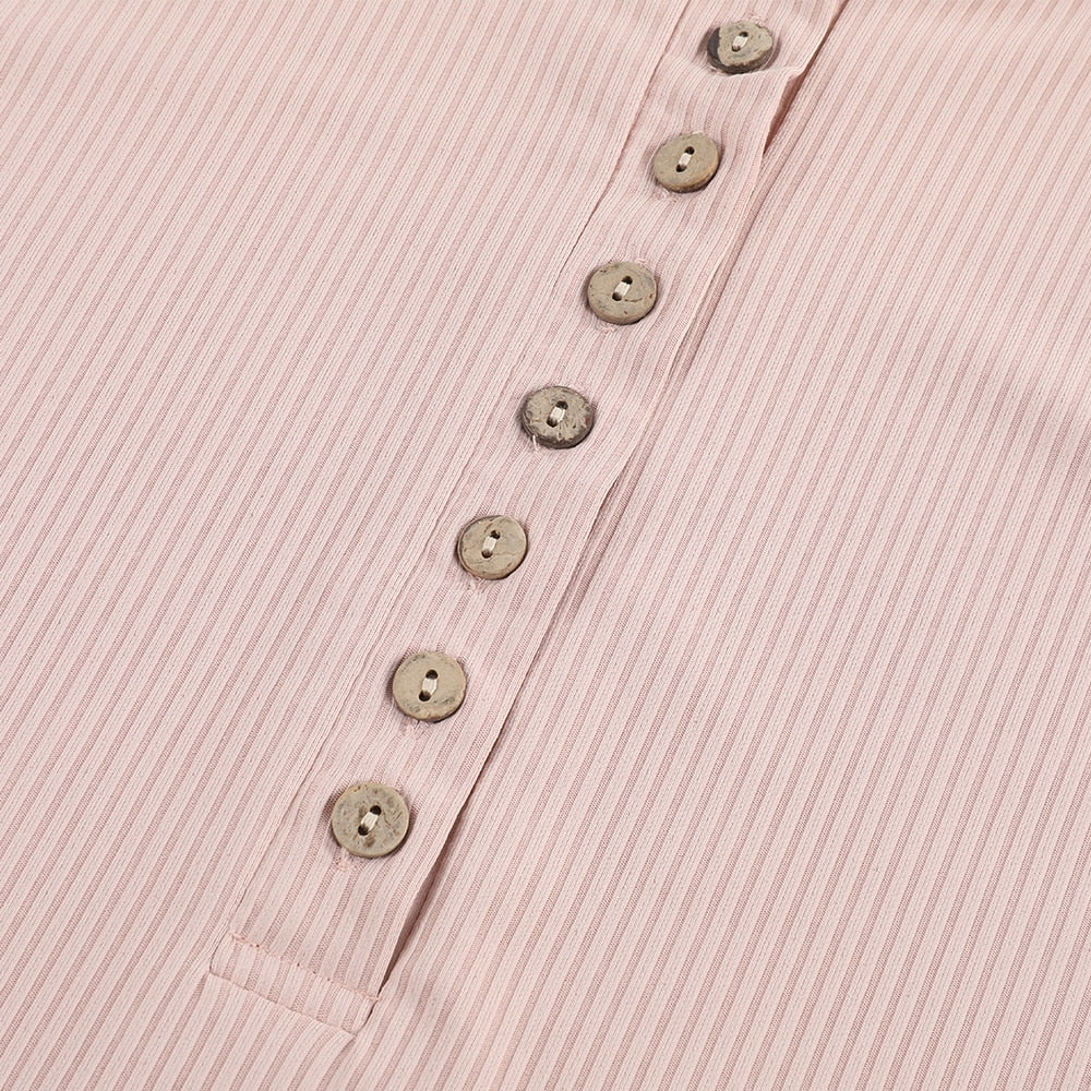 Lace O-Neck Hollow-Out Solid Top With Buttons