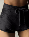 S-XL women velvet drawstring shorts