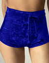 S-XL women velvet drawstring shorts