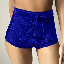 Load image into Gallery viewer, S-XL women velvet drawstring shorts
