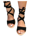 Roman Strap Lace Up Flat Sandals - Fashion Damsel