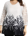 L-6XL Plus Size O Neck 3/4 Sleeve Loose Mesh Top