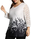 L-6XL Plus Size O Neck 3/4 Sleeve Loose Mesh Top