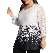 将图片加载到图库查看器，L-6XL Plus Size O Neck 3/4 Sleeve Loose Mesh Top
