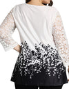 L-6XL Plus Size O Neck 3/4 Sleeve Loose Mesh Top