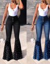 High Waist Flare Button Bell-bottom Tassel Pants - Fashion Damsel