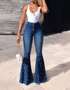 High Waist Flare Button Bell-bottom Tassel Pants - Fashion Damsel