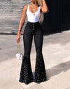 High Waist Flare Button Bell-bottom Tassel Pants - Fashion Damsel