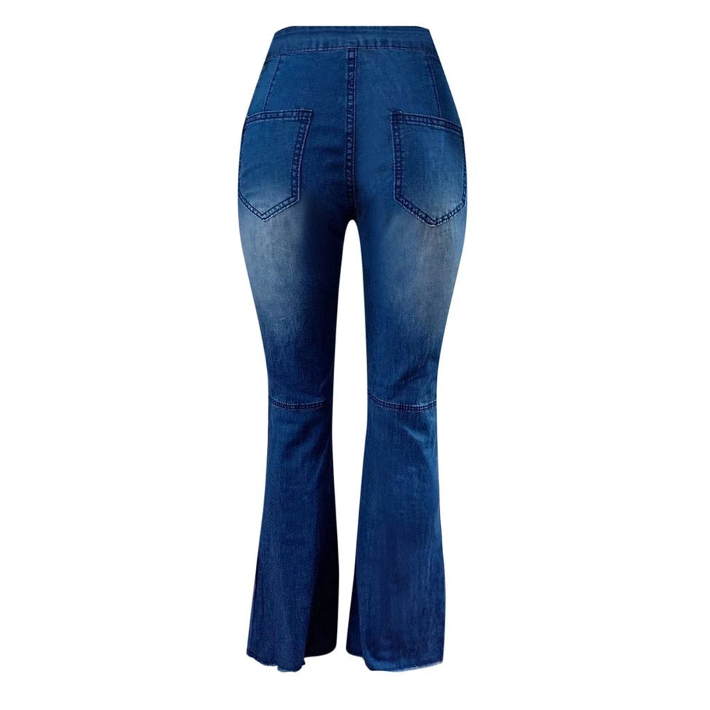 High Waist Flare Button Bell-bottom Tassel Pants - Fashion Damsel