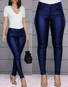 High Waist Leather Leggings With Bow Sashes - Fashion Damsel
