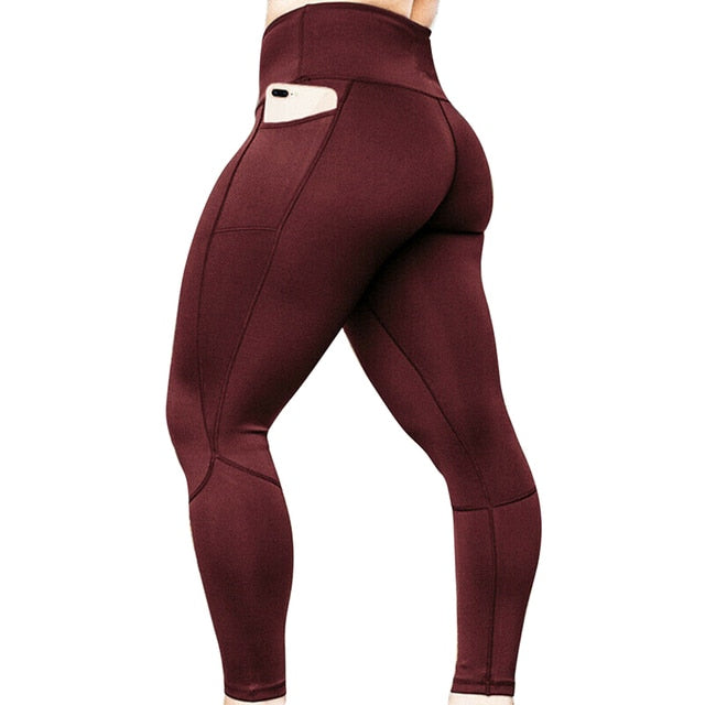 High Waist Yoga Pants with Phone Pocket - Fashion Damsel