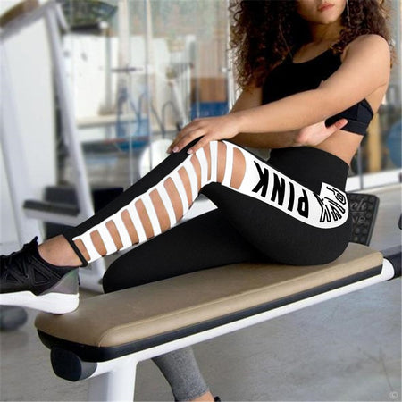 Letter Print Full Length Yoga Pants - Fashion Damsel