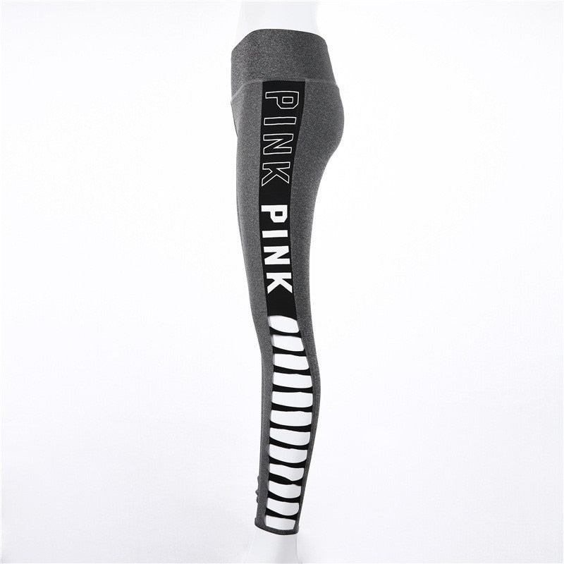 Letter Print Full Length Yoga Pants - Fashion Damsel
