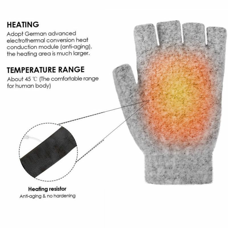 Waterproof USB Electric Double-Sided Heating Glove Mittens With Adjustable Temperature