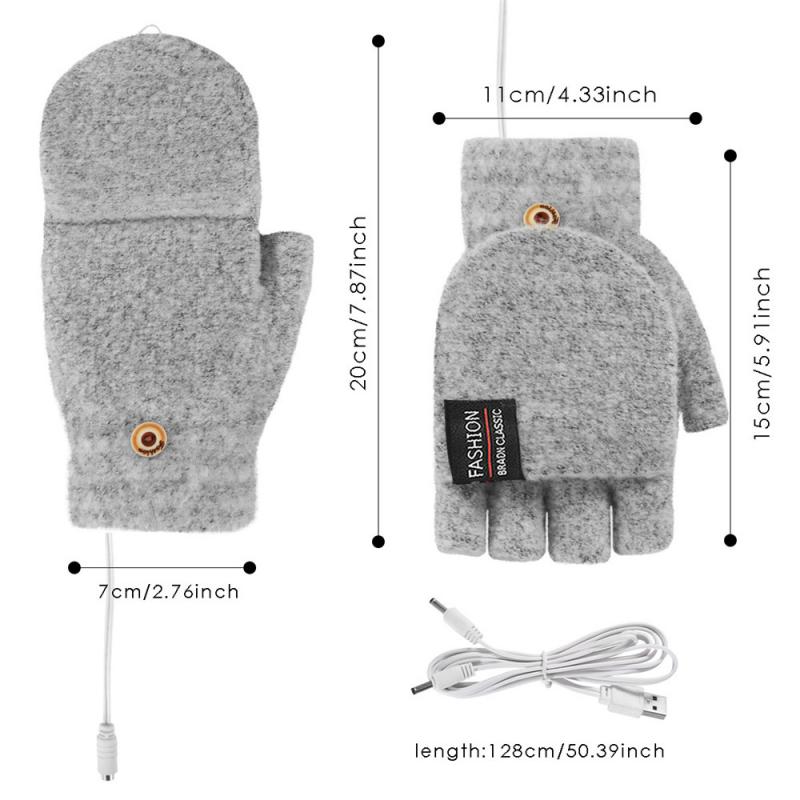Waterproof USB Electric Double-Sided Heating Glove Mittens With Adjustable Temperature