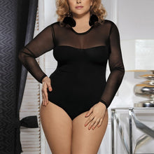 Cargar imagen en el visor de la galería, Plus-Size One-Piece Sheer Mesh Bodysuit - Fashion Damsel
