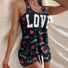 Cargar imagen en el visor de la galería, Women sleeveless Pajama Set love print - Fashion Damsel
