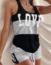Women sleeveless Pajama Set love print - Fashion Damsel