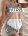 Women sleeveless Pajama Set love print - Fashion Damsel