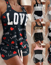 Women sleeveless Pajama Set love print - Fashion Damsel