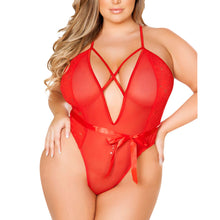 将图片加载到图库查看器，Plus-Size V-neck Lace Sensual One-Piece Lingerie - Fashion Damsel
