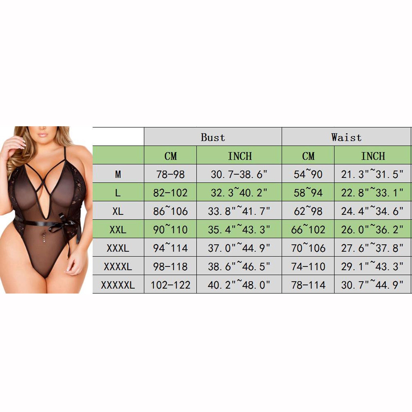 Plus-Size V-neck Lace Sensual One-Piece Lingerie - Fashion Damsel