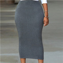 Load image into Gallery viewer, Solid Mid-Calf Pencil Stretch Skirt - Fashion Damsel
