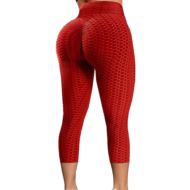 High Waist Textured Gym Workout Leggings