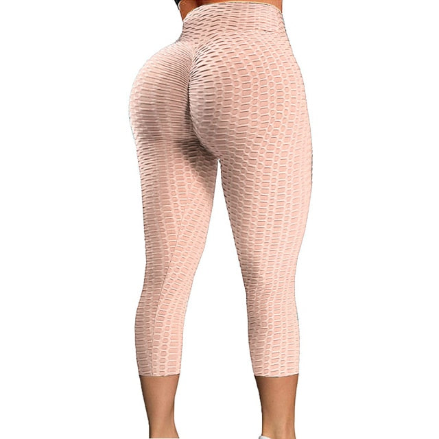 High Waist Textured Gym Workout Leggings