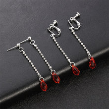 Cargar imagen en el visor de la galería, Elegant Crystal Earrings With Red Beads - Fashion Damsel
