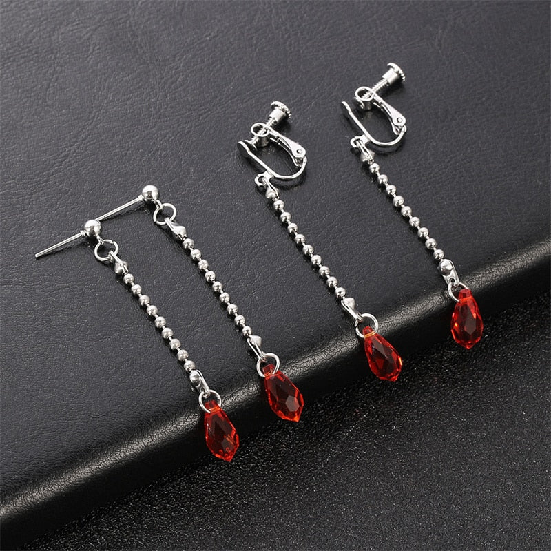 Elegant Crystal Earrings With Red Beads - Fashion Damsel