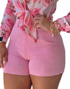 High Waist Solid Color Office Shorts