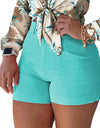High Waist Solid Color Office Shorts