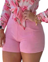 High Waist Solid Color Office Shorts