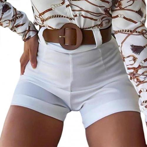 High Waist Solid Color Office Shorts