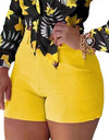 High Waist Solid Color Office Shorts