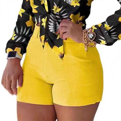 High Waist Solid Color Office Shorts