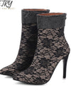 Flower Lace Hollow Peep Toe Heels