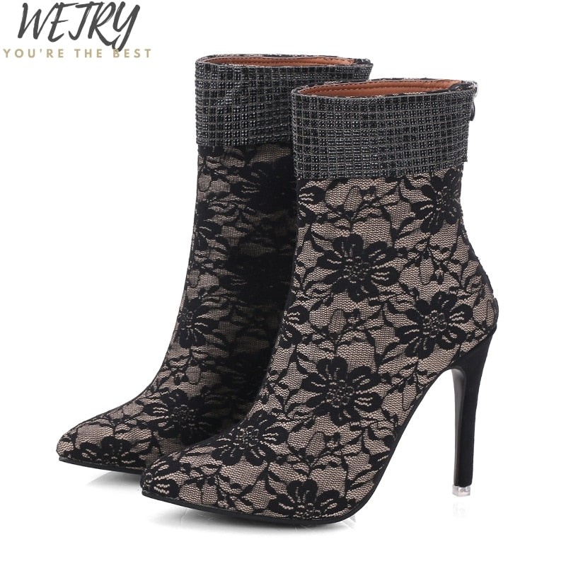 Flower Lace Hollow Peep Toe Heels