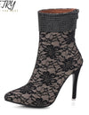 Flower Lace Hollow Peep Toe Heels