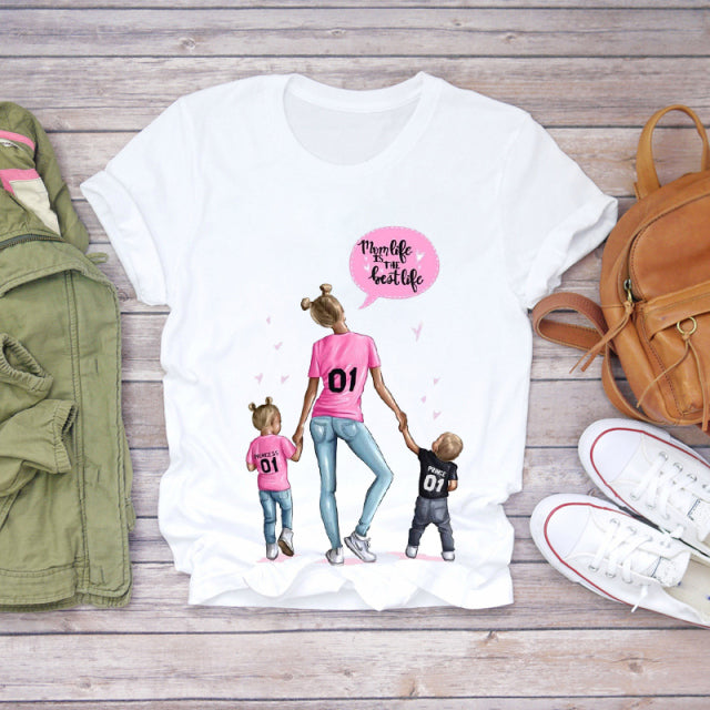 Cartoon Super Mom Life T-Shirt