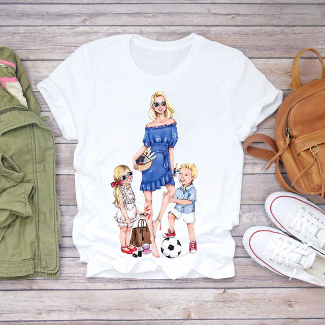 Cartoon Super Mom Life T-Shirt