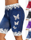 Printed Denim High Waist Yoga Pant - Fashion Damsel