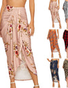 Midi Skirt With Casual Slit Wrap Asymmetrical High Waist