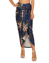 Midi Skirt With Casual Slit Wrap Asymmetrical High Waist