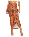 Midi Skirt With Casual Slit Wrap Asymmetrical High Waist